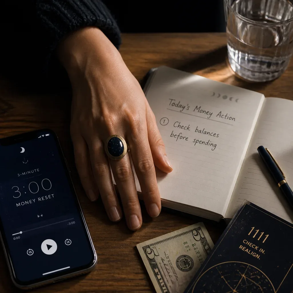 Hand beside phone playing a money reset