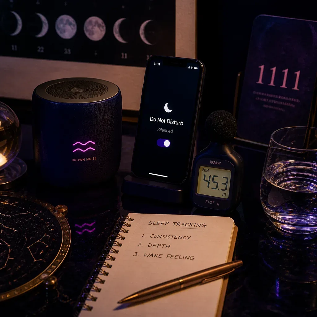 Configurazione per dormire con rumore marrone, speaker e quaderno