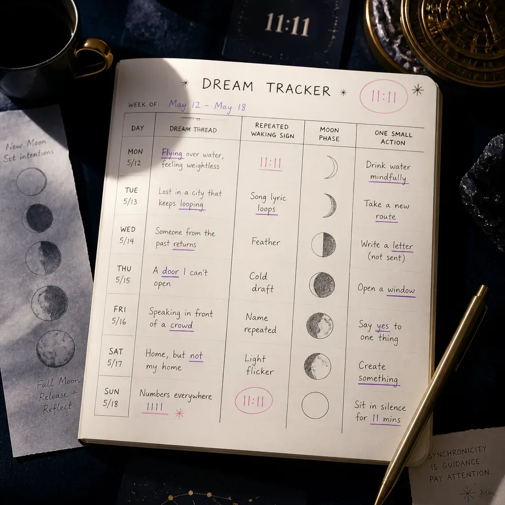 Tracker dei sogni di sette giorni con numeri cerchiati