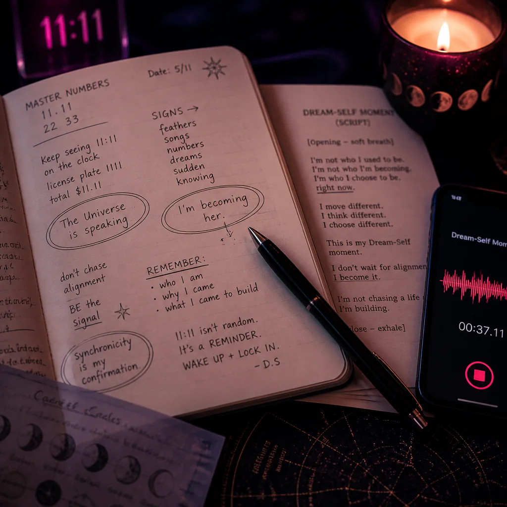 Circled journal lines becoming a short audio script