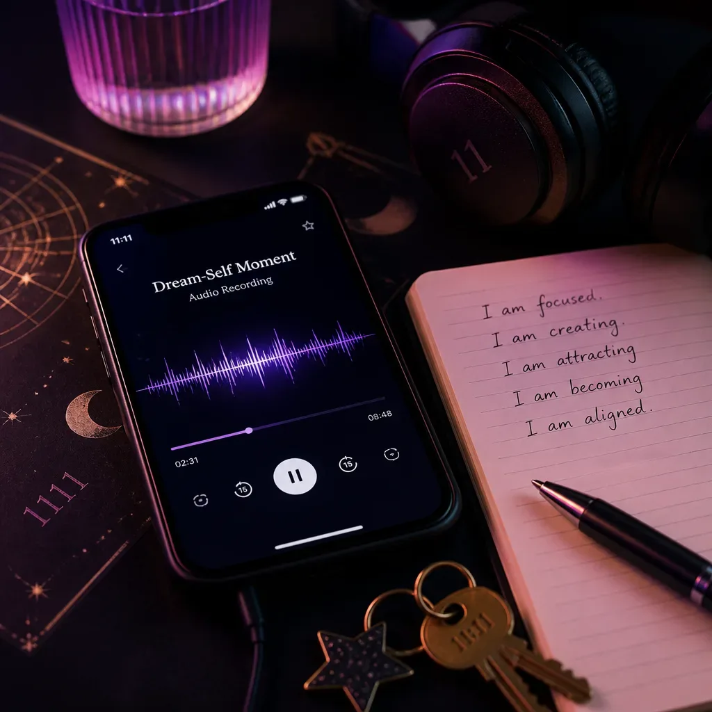 Phone playing a Dream-Self Moment beside notes