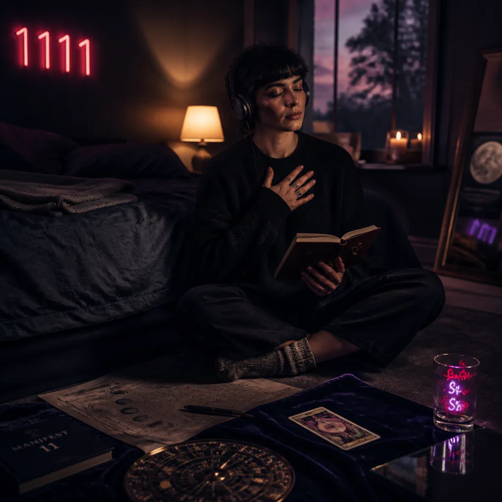 Person listening to audio with hand on chest