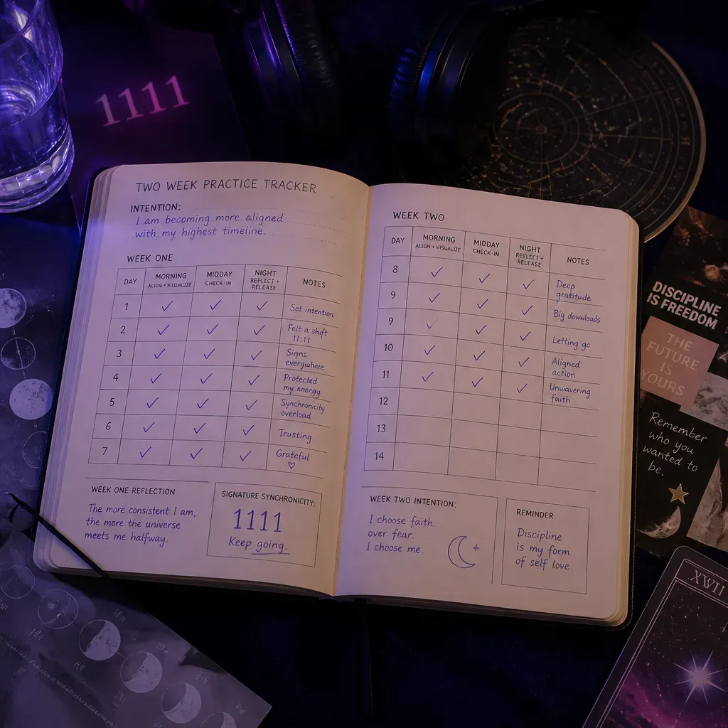 Two-week mental diet tracker beside headphones