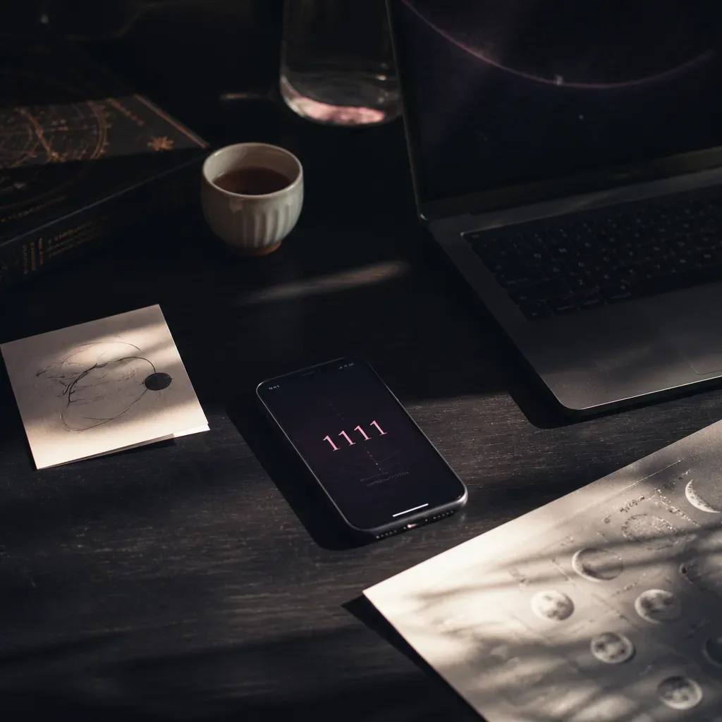 Phone paused beside laptop and tea