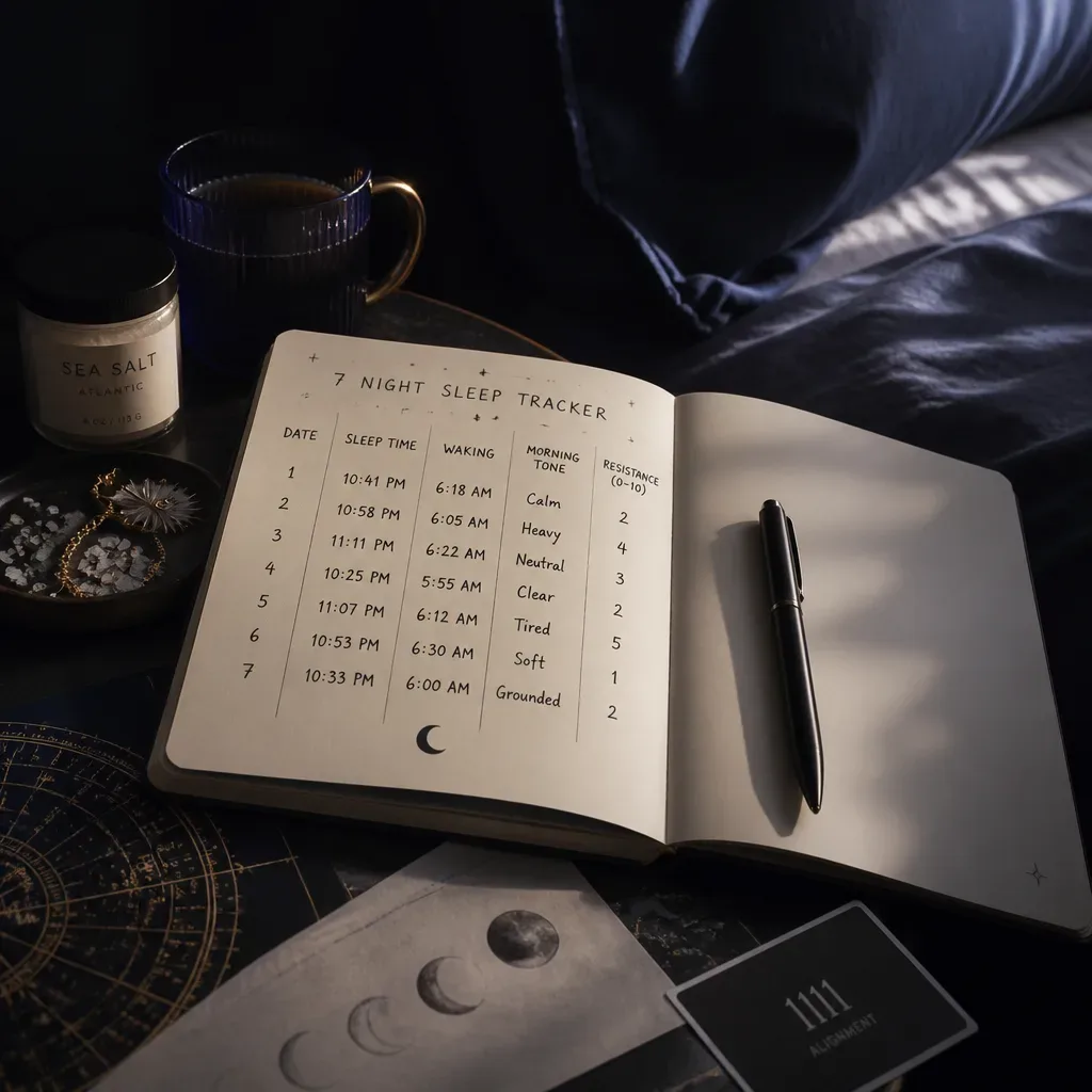 Rastreador manuscrito de prática de sono por sete noites