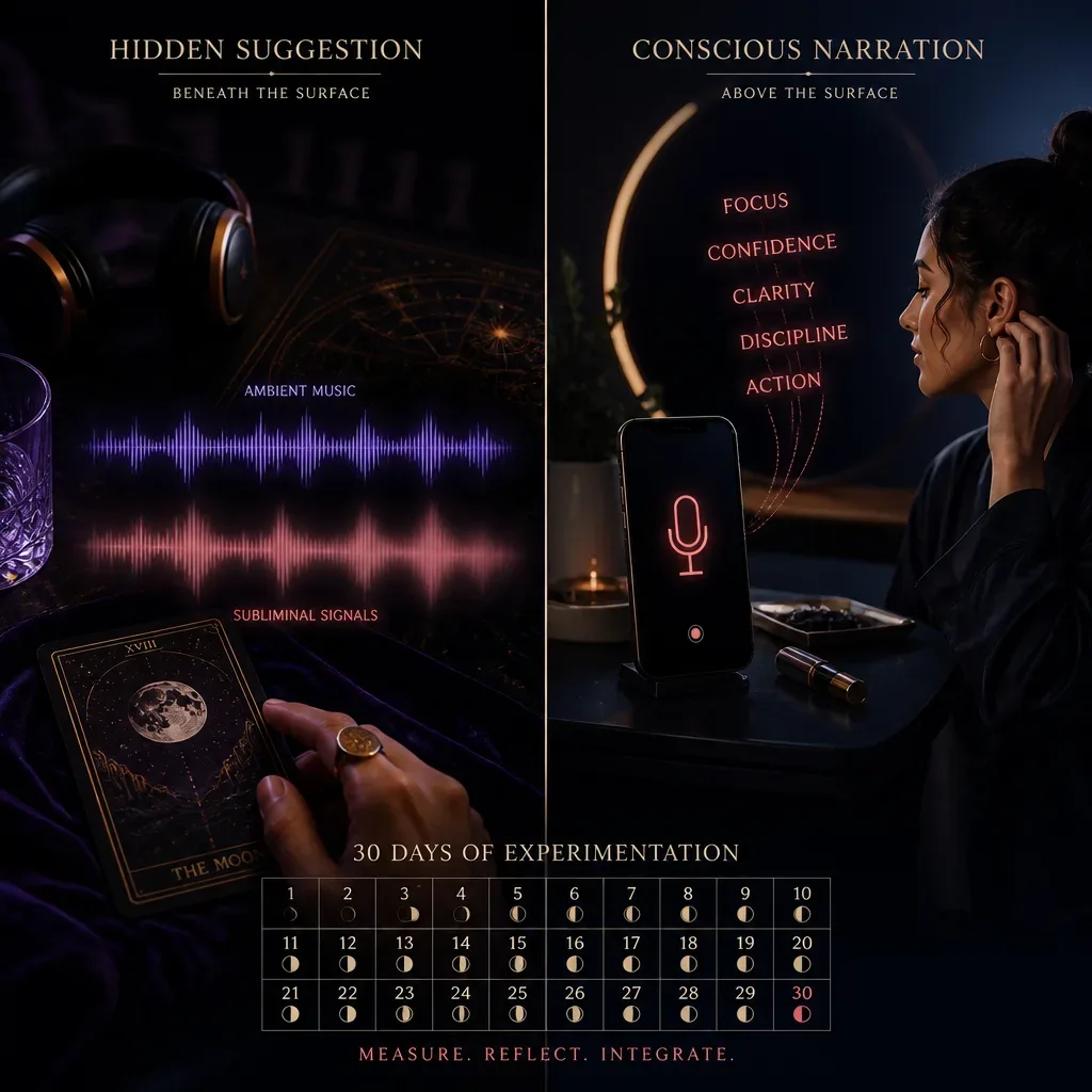 Split view of subliminal and conscious audio
